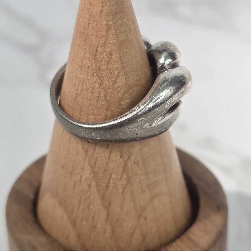 Vintage Sterling Silver 925 Twisted Bypass Ring Size 7 Statement 5.3g - Picture 7 of 12